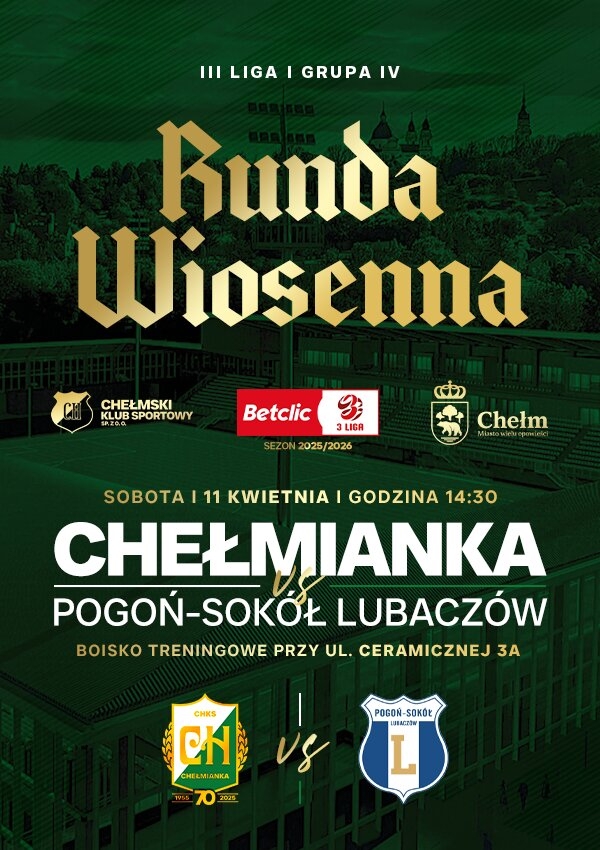 Bilety ChKS Chełmianka Chełm vs Pogoń Sokół Lubaczów