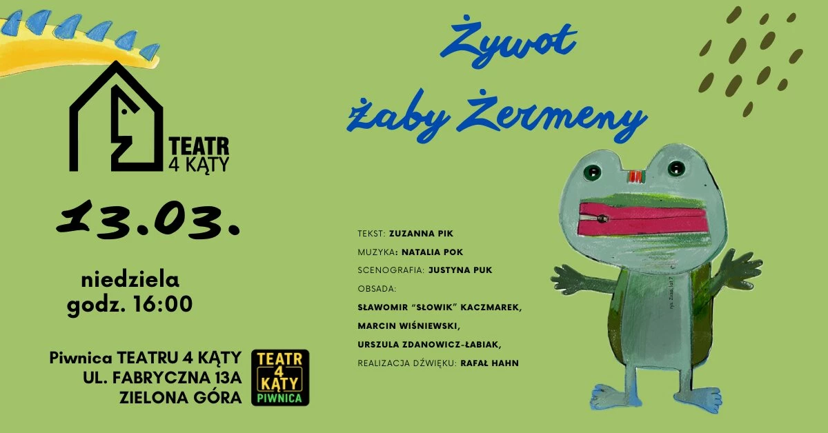 Żywot żaby Żermeny - spektakl rodzinny + warsztaty dla dzieci - Zrób sobie żabę